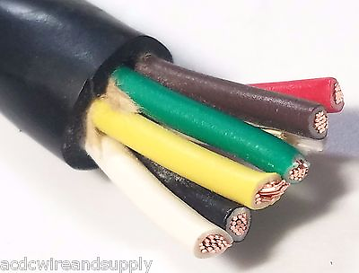 #ad Trailer Cable Wire Harness 14 6 14 Gauge 6 Wire Jacketed Blk ROUND USA 10 feet $30.55
