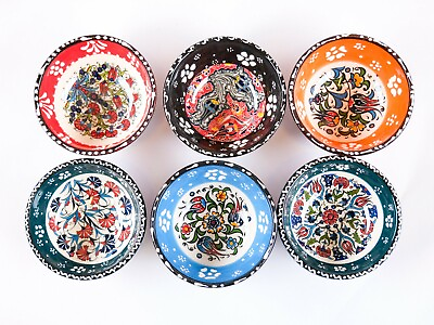 #ad Pottery Ceramic Bowl Set of 6 Pottery Decorativ Meze Snack Nut Authentic Ethnic $29.00