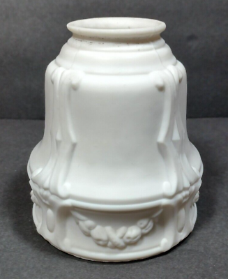 #ad Vtg White Milk Glass Lamp Shade 2.25 Fitter c1929 Floral Drape Design $27.95