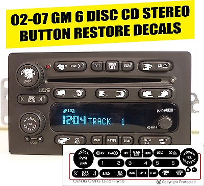 #ad GM 6 Disc Radio Button Repair Decal Sticker Kit Dash 2002 2006 Cadillac Isuzu $13.95