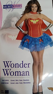 #ad Rubie#x27;s Secret Wishes Adult Wonder Woman Costume Small 2 6 Corset Skir Cape DC $33.15