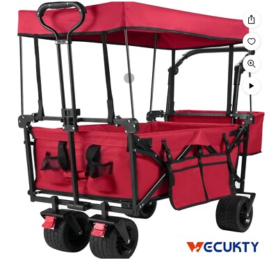 #ad Collapsible Garden Wagon Cart with Removable Canopy Foldable Wagon Utility Car $135.00