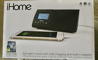 #ad iHome USB Charging Dual Alarm Digital Clock Speaker For iPhones amp; Tablets MP3 $9.99