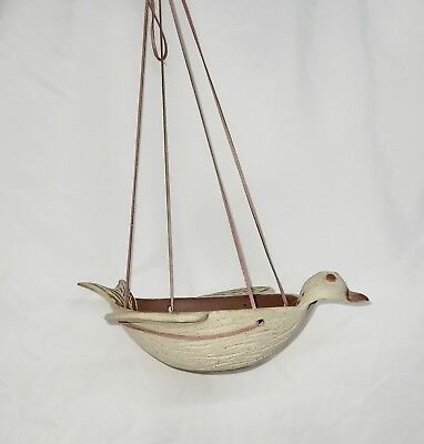 #ad Vtg Hanging Terracotta Pottery Bird Shaped Planter Stamped Made In The USA RC50 $45.00