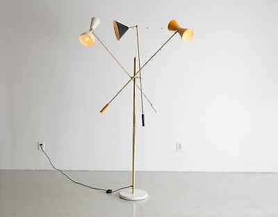 #ad 1960s MODERN HOME INETRIOR FLOOR LIGHT ITALIAN THREE ARM FLOOR LAMP FIXTURE $891.88