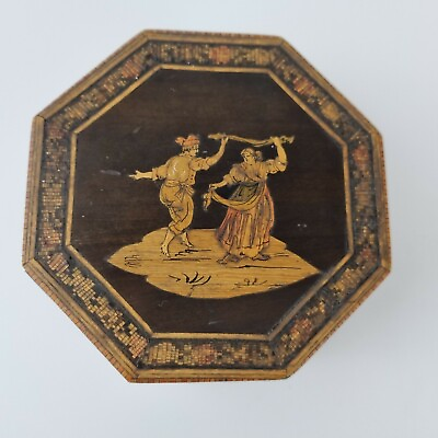 #ad Antique 19th Century Italian Sorrento Ware Octagonal Box 11.5cm GBP 149.00