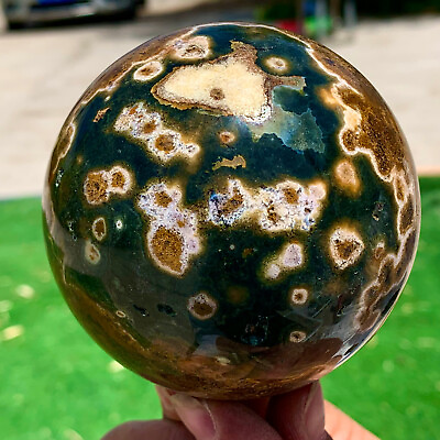 #ad 1.49LB Natural Colorful ocean jasperquartz geode crystal sphere ball healing $345.60