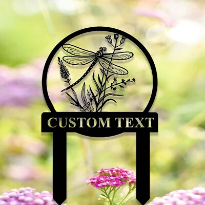 #ad Custom Dragonfly Garden SignMetal Dragonfly Garden StakePersonalized Gardening $41.99