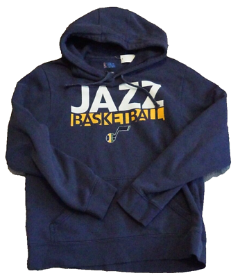#ad Utah Jazz NBA Basketball Hoodie Sweatshirt Mens Medium Blue Solid Pullover $16.99