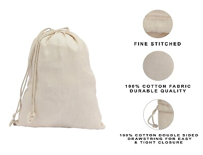 #ad 100% Cotton Canvas Reusable Produce Bags Multipurpose Drawstring Storage Pouches $315.00