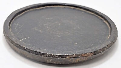 #ad Antique Black Stone Round Food Eating Plate Original Old Hand Carved $119.00