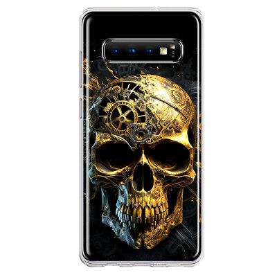 #ad For Samsung Galaxy S10 Plus Shockproof Hybrid Case Bronze Steampunk Skull Black $12.74
