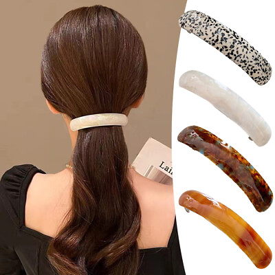 #ad Women Retro Acetate Hair Clip Leopard Marble Barrettes Acrylic Hairpin Headwear $0.99