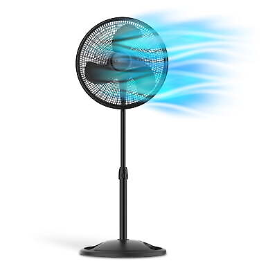 #ad 47quot; Oscillating Adjustable Pedestal Fan with 3 Speeds Black S16500 New $28.43