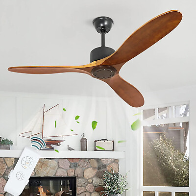 #ad 52 in Modern Ceiling Fan with Remote Indoor 3 Wood Blades No Light Outdoor $161.99