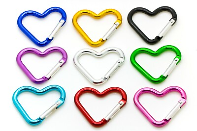 #ad 3 Pcs Aluminum Hook Carabiner Heart Shaped Key Chain Clip Keychain Backpack Clip $7.99