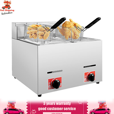 #ad Two Basket Commercial Deep Fryer 12L Liquefied Gas Use Counter Top 560*470*470mm $216.00