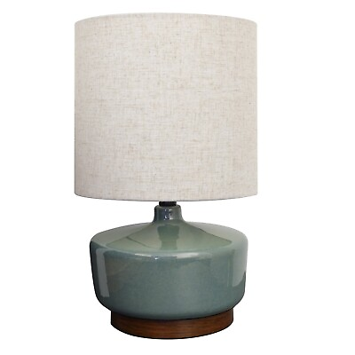 #ad 17quot; Tall Modern Mid Century Ceramic Table Lamp with Wood Base $39.98