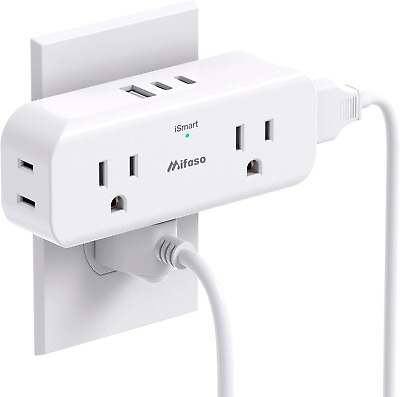 #ad Outlet Extender 4 Outlet Extension with USB A amp; C Multi Plug Outlet Splitter $16.99