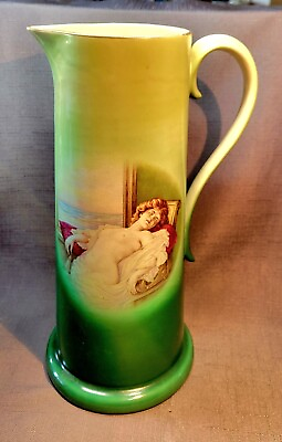 #ad Dresden China Sleeping Nude by the Sea Pitcher 12 3 4 IN $18.00