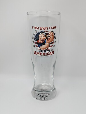 #ad Popeye I Yam What I Yam 100% American Beer Glass Universal Studios $29.99