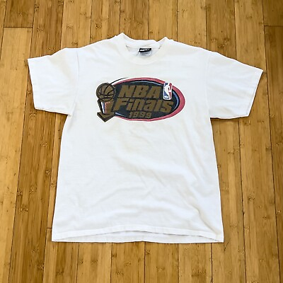 #ad VINTAGE NBA Finals Shirt Mens Small Medium White Short Sleeve Basketball 1999 $16.00