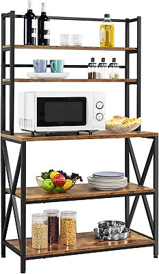 #ad Yaheetech 35.5quot; Kitchen Bakers Rack 5 Tier Rustic Brown Strong construction $105.58