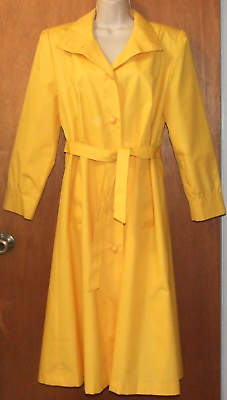 #ad Vintage J. Gallery Women#x27;s Canary Yellow Trench Raincoat Size: Petite 7 8 EUC $38.59