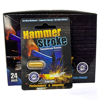 #ad HAMMER STROKE MALE SUPPLEMENT 6 Pills Box $14.99