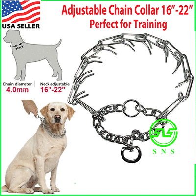 #ad Dog Training Choke Chain Collar Adjustable Metal Steel Prong Pinch 4.0m 16quot; 22quot; $9.29