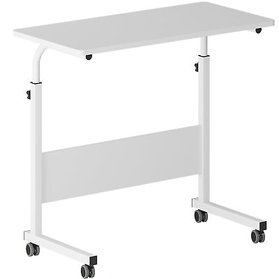 #ad Rolling Desk Adjustable Standing Desk Mobile Side Table 31.4 Inches w Wheels... $73.49