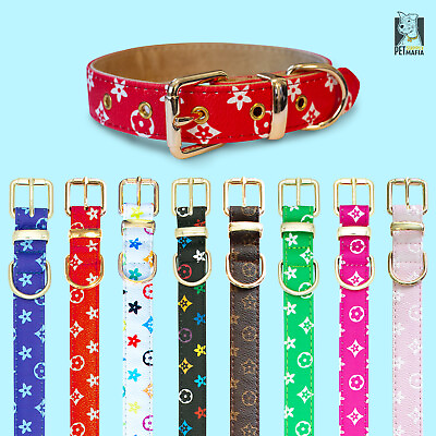#ad Luxury Leather Designer Dog Collar In XS S M L XL Optional Leash Available $14.99