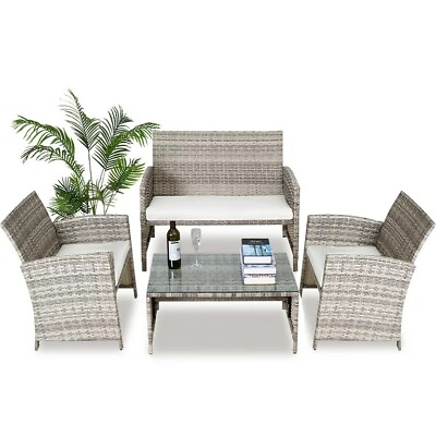 #ad Outdoor Patio Rattan Wicker Furniture Set Table Sofa $250.00