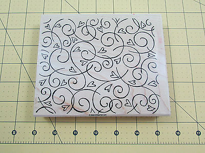 #ad Stampin Up Soft Swirls XL Background Stamp Hearts Lines 2002 Retired $9.74