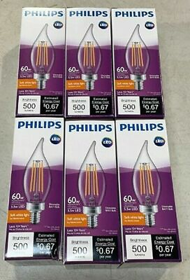 #ad Philips Bulb BA11 Candelabra Screw Base 500 Lumens 5.5 W 120 V 6 PACK $14.39