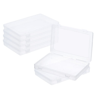 #ad 9x6x1.2inch Clear Storage Box with Hinged Lid6Pack Plastic Organizer Container AU $38.96