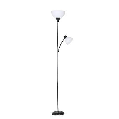 #ad 72#x27;#x27; Combo Floor Lamp with Adjustable Reading Lamp Black Plastic Modern $17.86