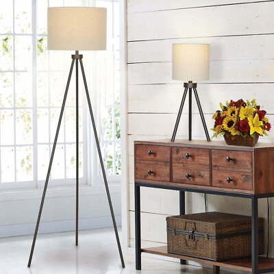#ad Modern Tripod Table amp; Floor Lamp Set Bedroom Office Lighting Freestanding NEW $71.97