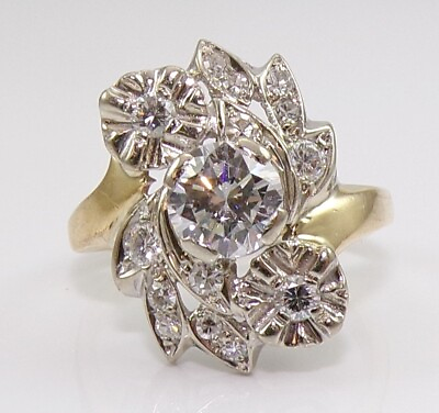 #ad VTG Antique Art Deco 14K Gold 1.00ct Center 1.50ctw Diamond Ring Size 8.5 FZZ $2799.99