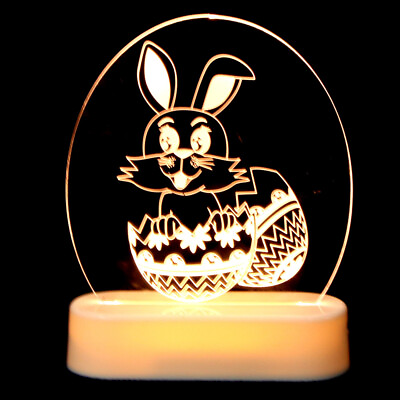 #ad Bunny Desktop Ornament Rabbit Night Lamp 3d Lights Luminous Flux Kid Room Decor $13.89