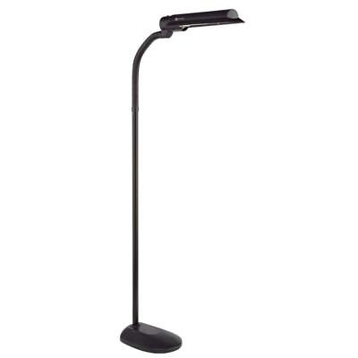 #ad OttLite Modern Gooseneck Floor Lamp Metal Adjustable Head Tilt Plug In 50quot; Black $96.33