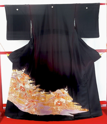 #ad Japanese Kimono “Tomesode” Pure Silk Traditional Bird Flower $90.00
