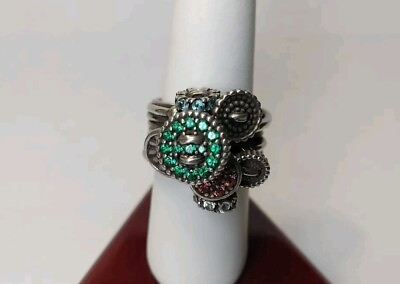 #ad NANIS 925 Sterling Silver Italy Gemstone Dangling Ring Size 7 #02 $125.00