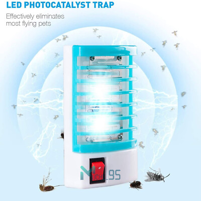 #ad 2PCS Electric LED Mosquito Fly Bug Insect Trap Zapper Killer Night Light Lamp $9.89