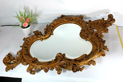 #ad Antique Flemish wood carved Wall mirror signed $735.00