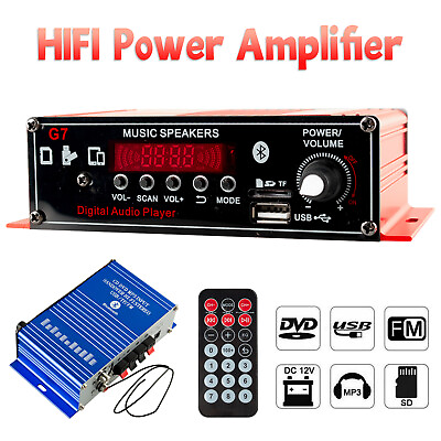 #ad 400W Bluetooth 5.0 Stereo Audio Receiver Amplifier 2CH Mini Hi Fi Amp FM USB SD $23.74