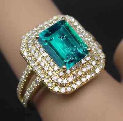 #ad 2.50 Carat 100% Natural Zambian Emerald IGI Certified Diamond Ring In 14KT Gold $601.00