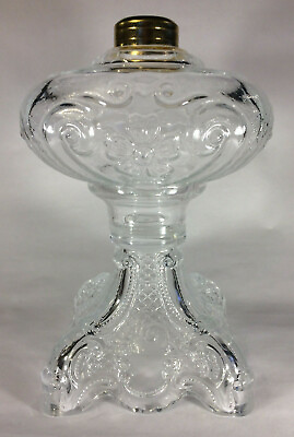 #ad New 9 1 2quot; Princess Feather Clear Glass Oil Lamp Font Victorian Era #PF503 $103.40