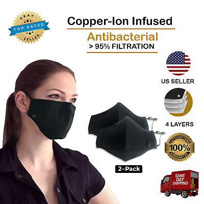 #ad Copper Ion Infused washable Face Mask with 4 Layers of Filtration 2 pack $19.99