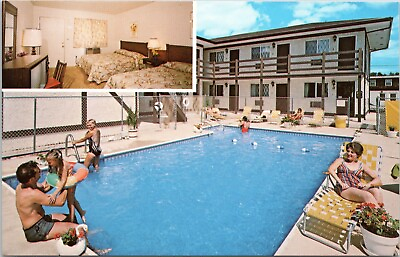 #ad Pool Harbor Lights Motor Lodge Point Pleasant Beach New Jersey Chrome Postcard $4.99